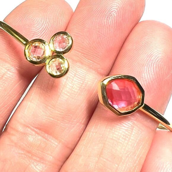 Talia Gold Plate Pink Crystal Cuff Bracelet NWT - Picture 4 of 4